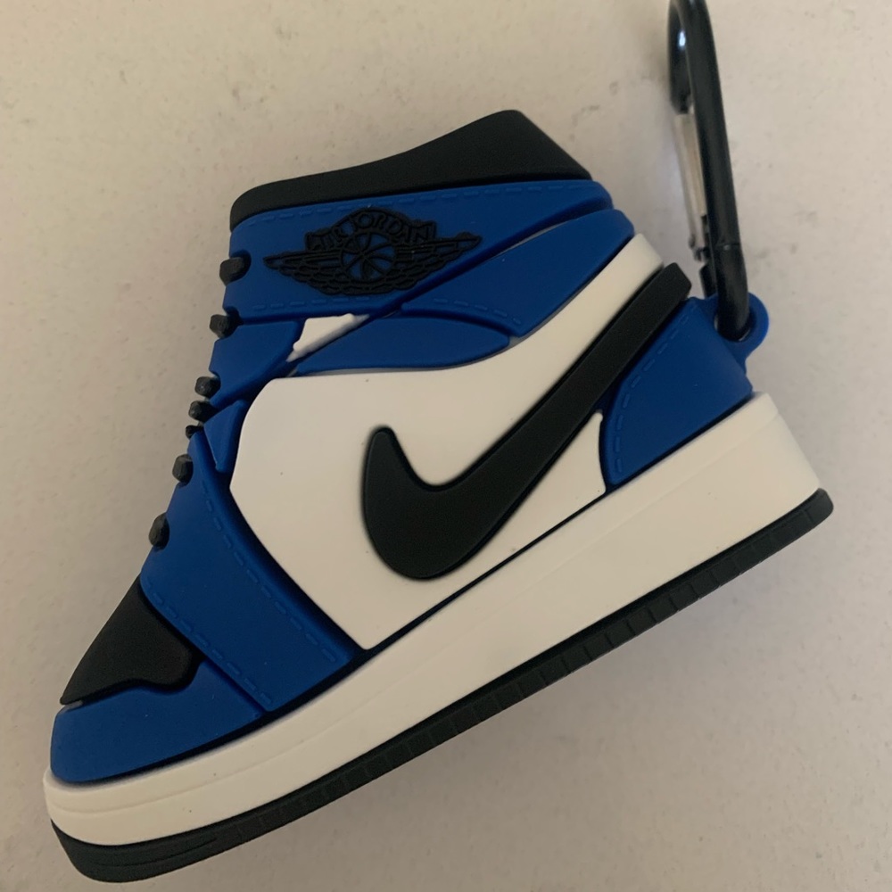 AirPod Case, Air Jordan inspired. Blue, black and white.